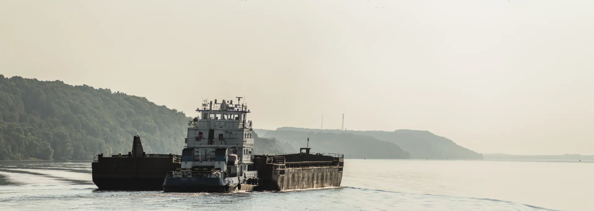 Dredger working in a channel