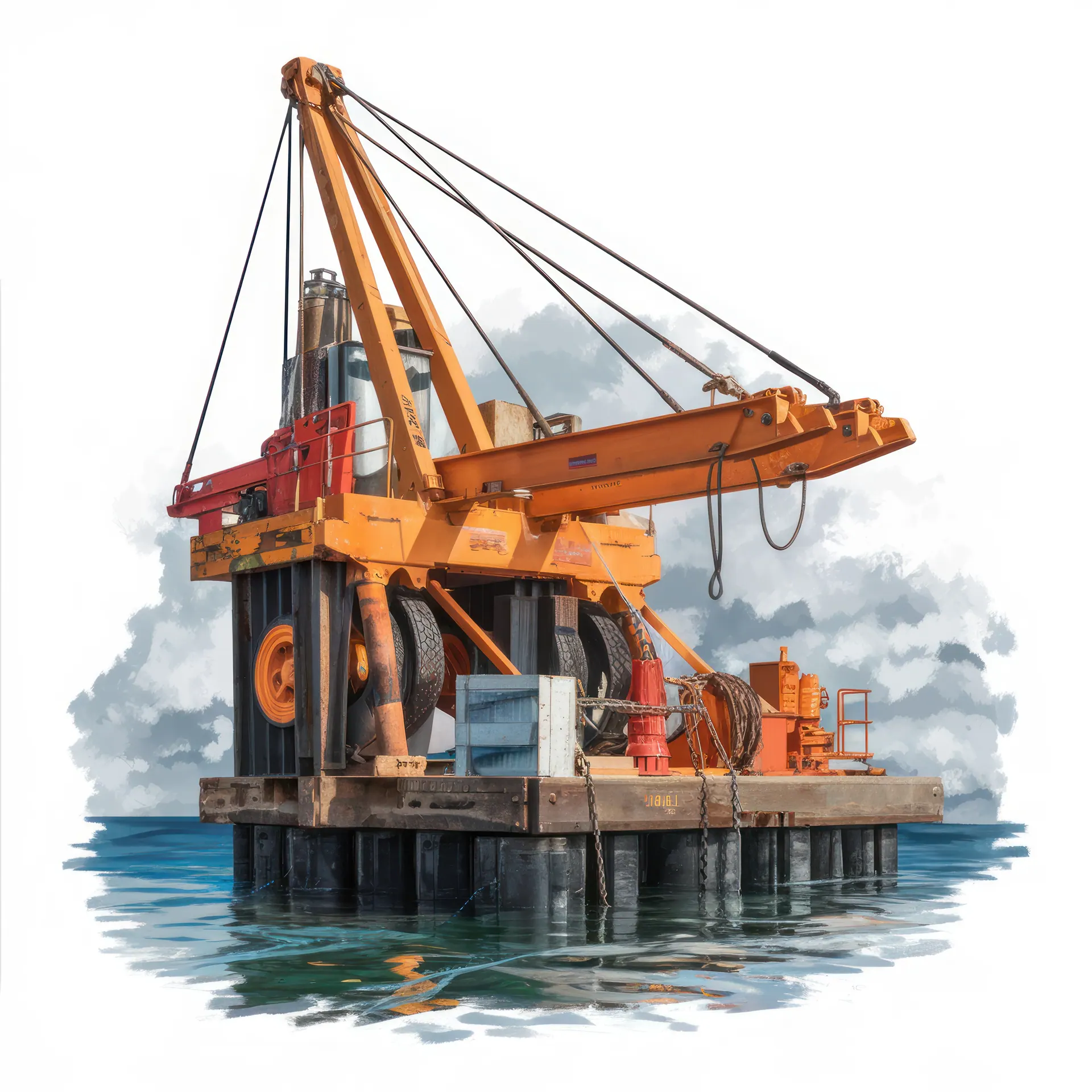 HTC floating crane barge